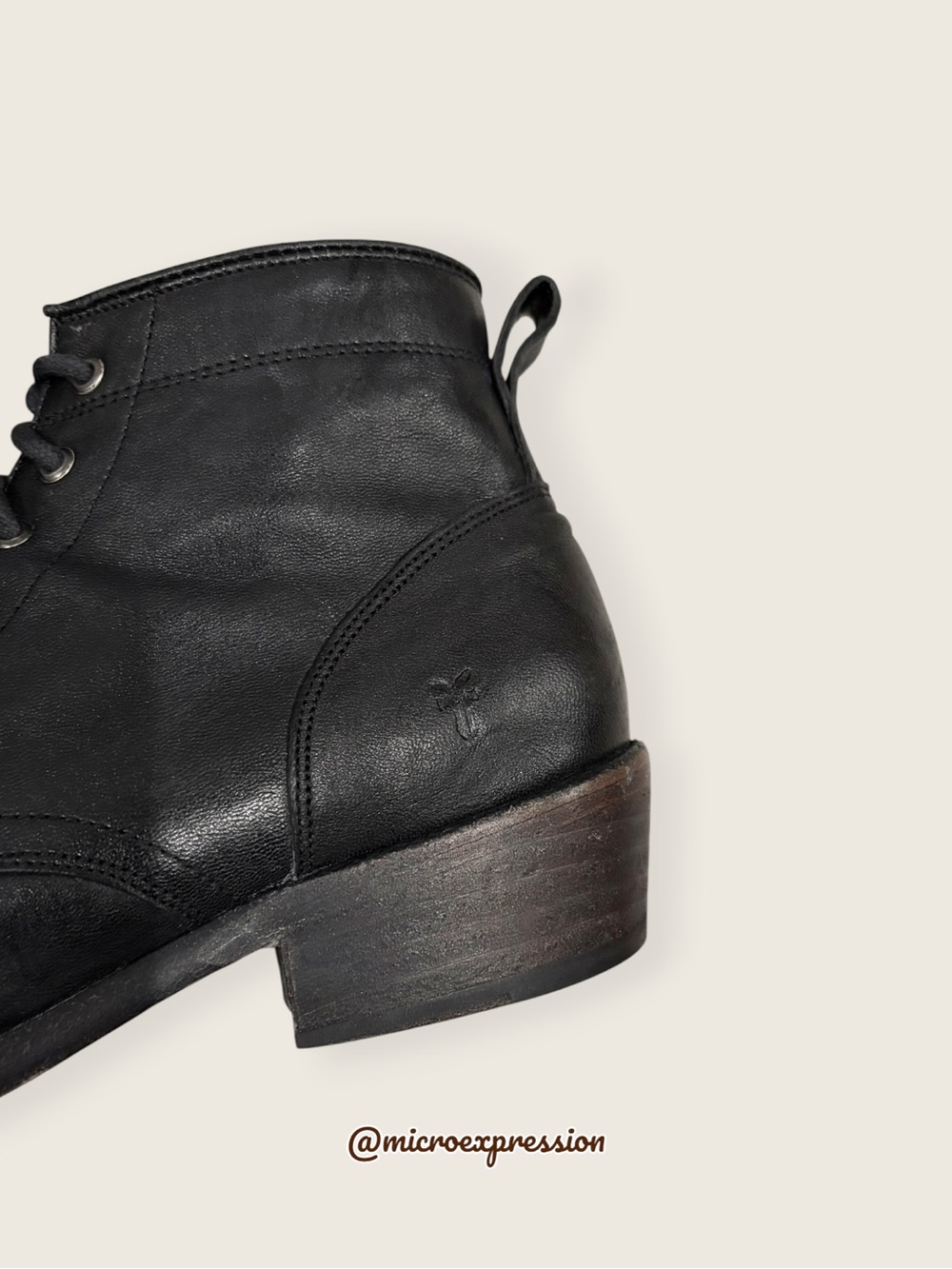 $349 Frye Carson Classic Oxford Academia Black Leather Lace Up Heeled Ankle Boot - Picture 12 of 16